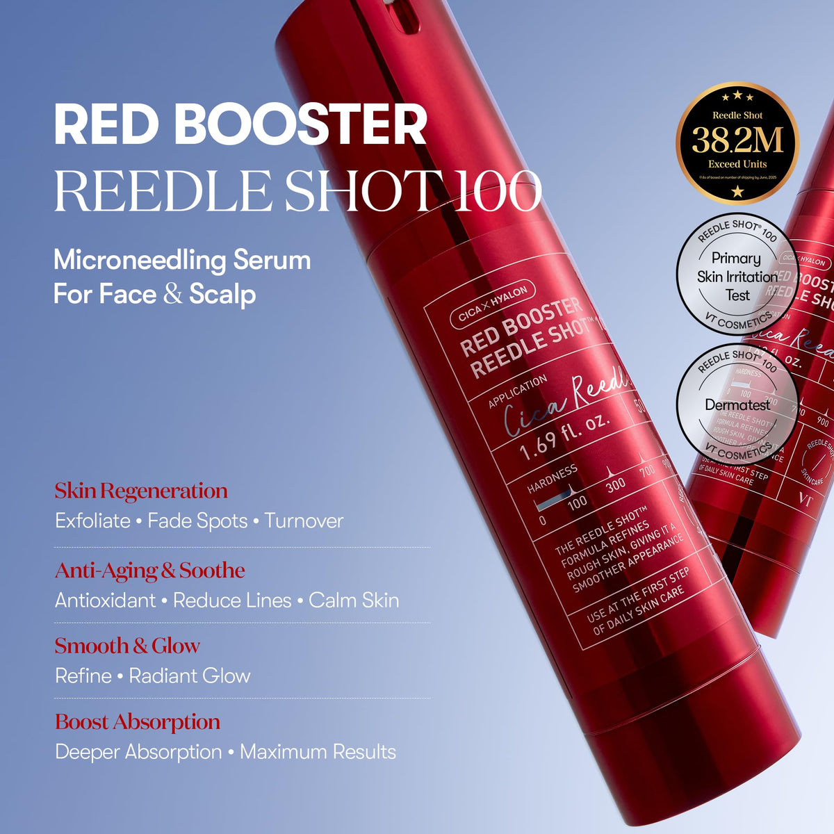 VT COSMETICS Reedle Shot pump dispensing serum highlighting easy application