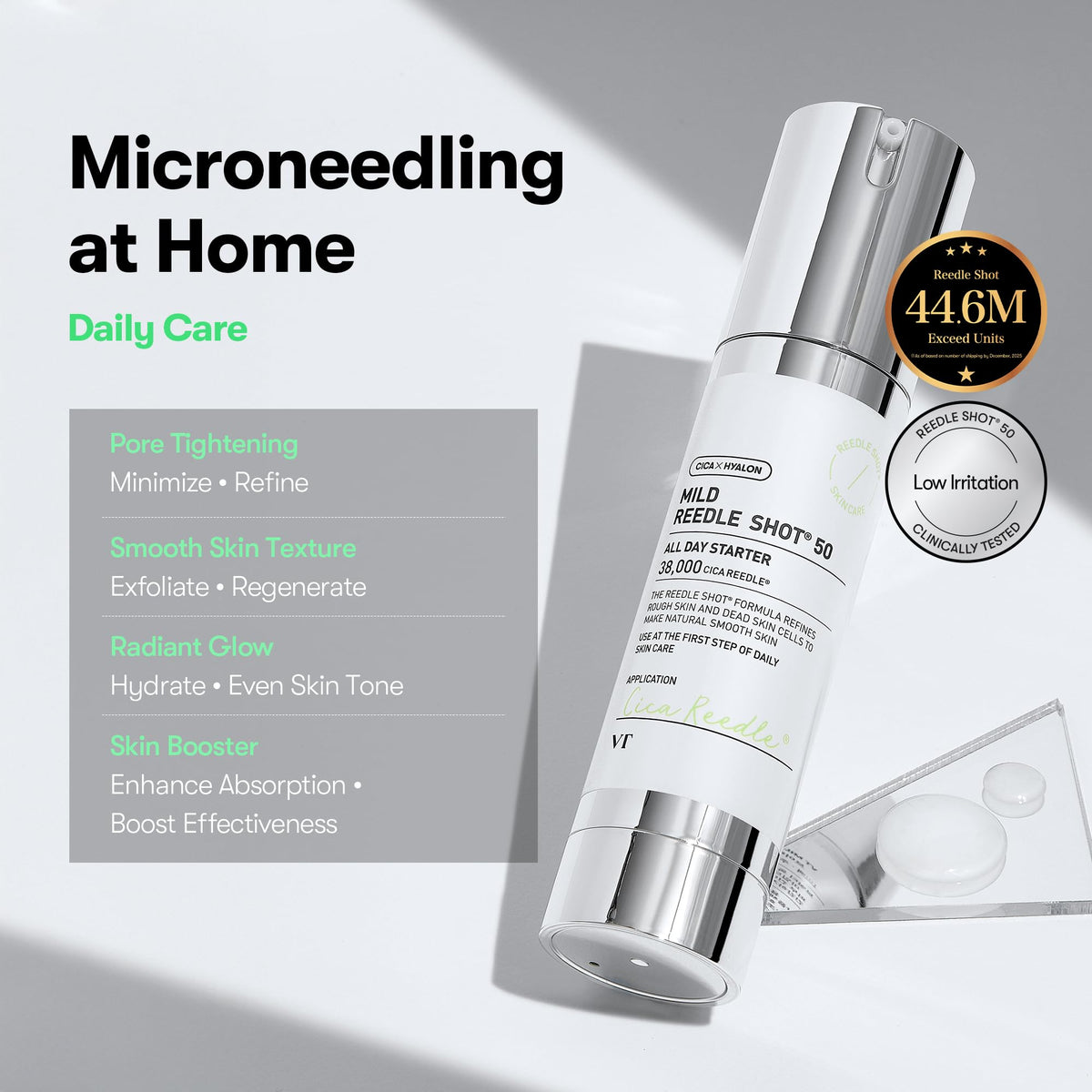 VT COSMETICS Reedle Shot spicule detail, micro-needle delivery enhancing exfoliation