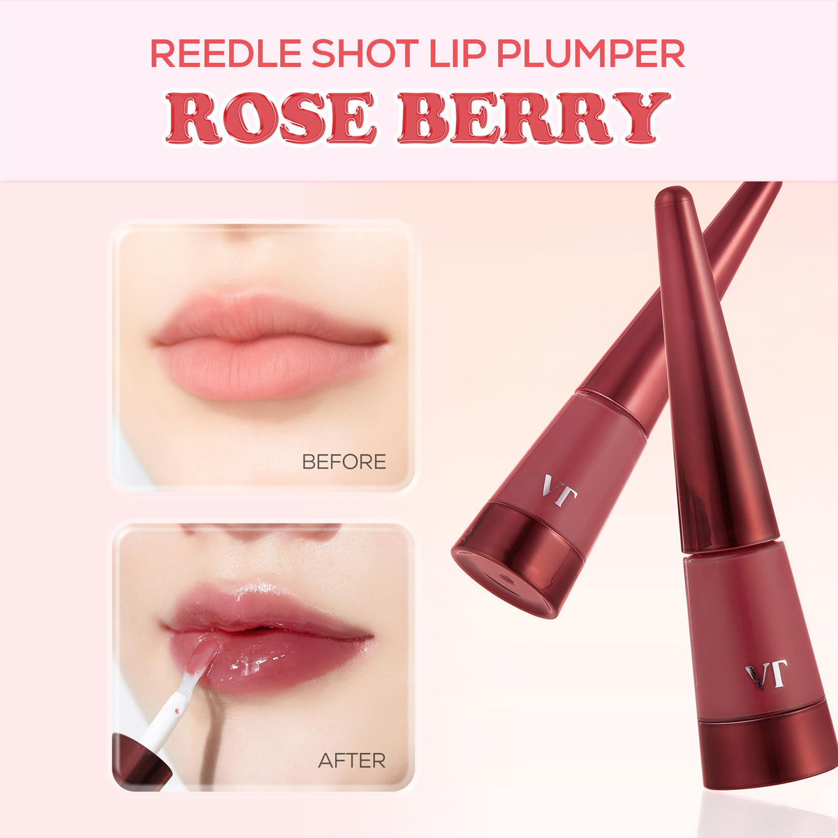 VT COSMETICS gloss wand applying smooth Rose Berry color for precise coverage