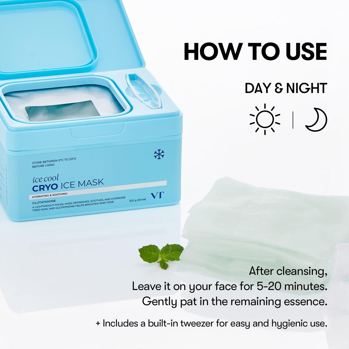 VT COSMETICS mask held in hand to show size and single-use convenience