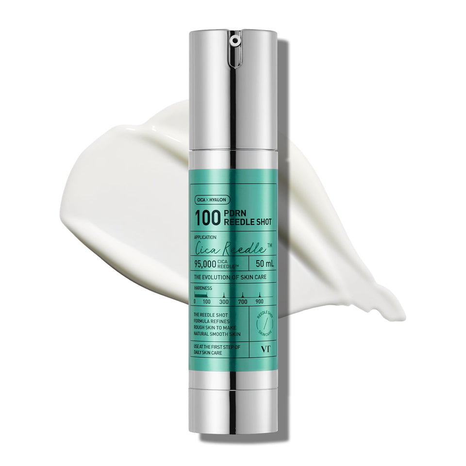 VT COSMETICS Reedle Shot front bottle showing label and dropper, highlights brand and compact design