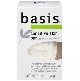 Vxoyo Basis front packaging showing six 4 oz cleansing bars and clear labeling for gentle use