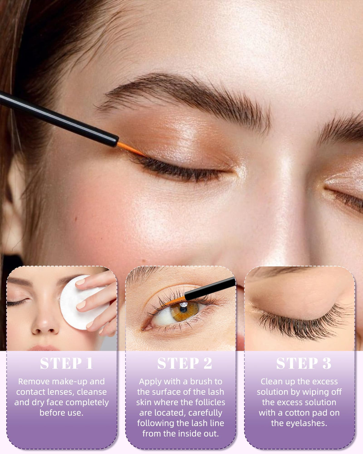 Vxzit applied along upper lash line demonstrating simple nightly use