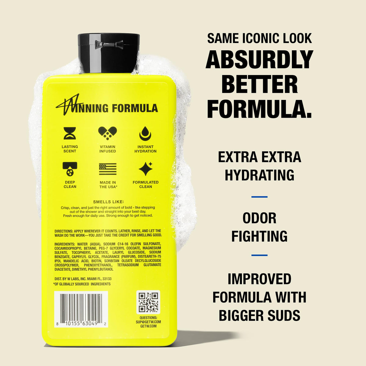 W brand pump close-up highlighting easy dispensing and sturdy bottle design