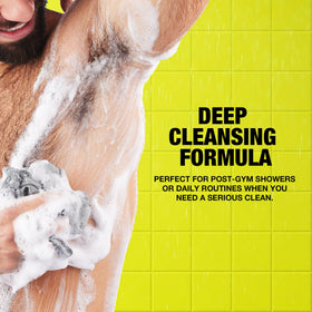 W by Jake Paul in-shower lifestyle scene showing post-workout freshness benefit