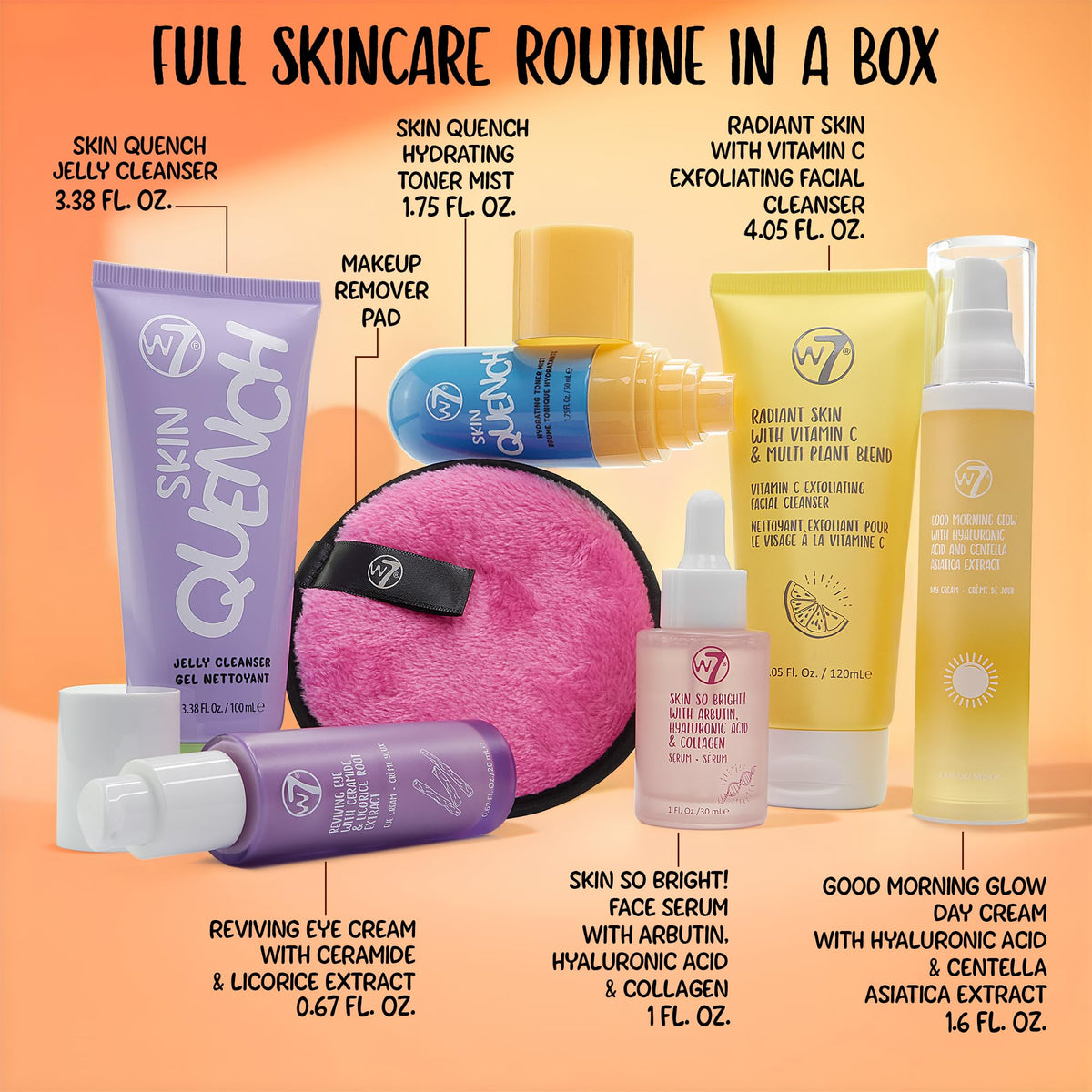 W7 serum and day cream together illustrating brightening benefits and hydration