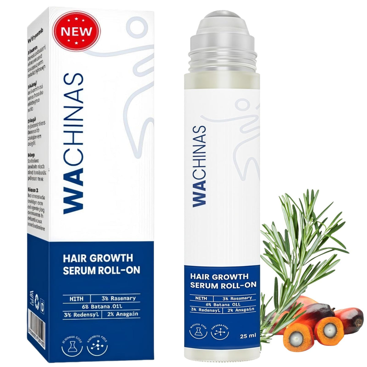 Wachinas roll-on front view showing bottle and brand, highlights precise application benefit