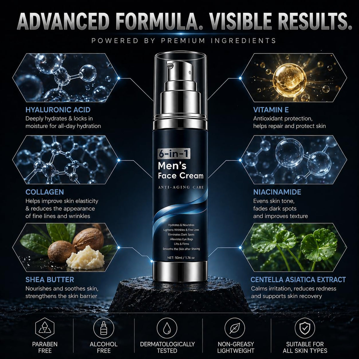 WAESKI ingredients label close-up, showing collagen and hyaluronic acid