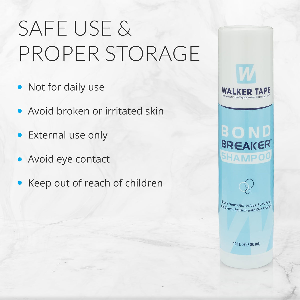 Walker Tape bottle next to common items indicating 10 fl oz size for travel and storage