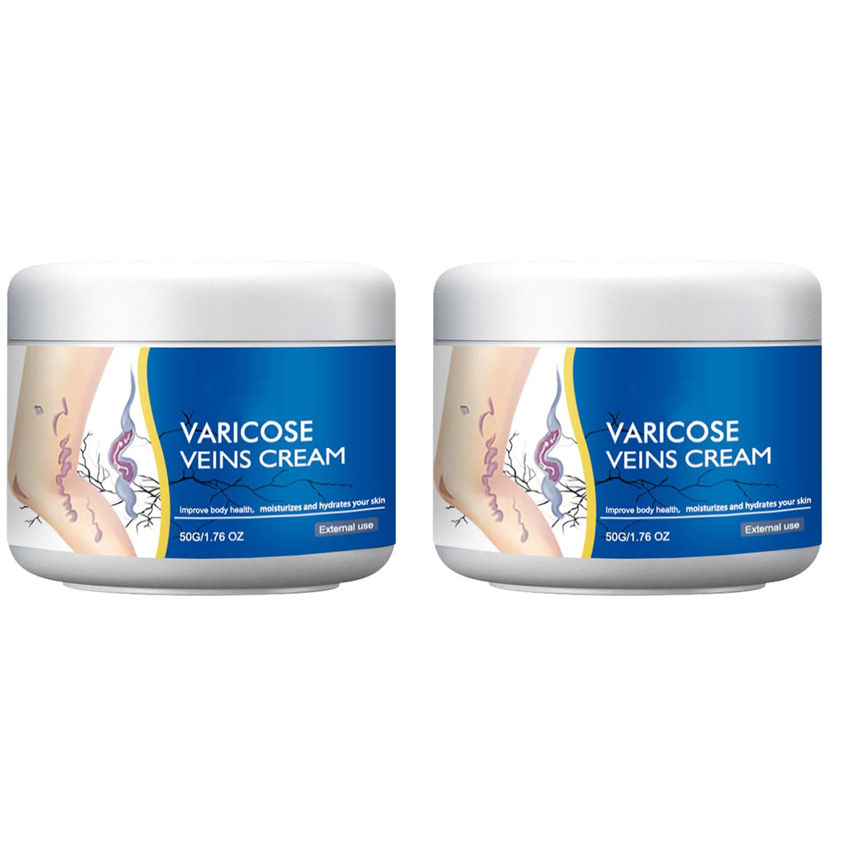 Wanban front packaging showing two cream tubes and calming design for leg care