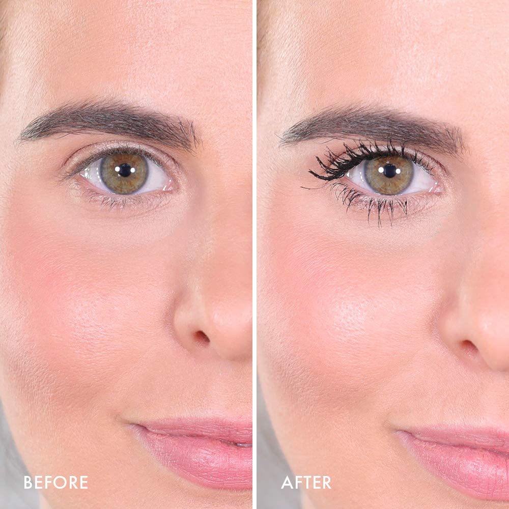 Wander Beauty before and after lashes illustrating length and fanned effect