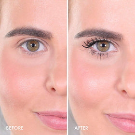 Wander Beauty before and after lashes illustrating length and fanned effect