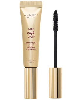 Wander Beauty front packaging showing sleek mascara tube and bold branding