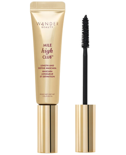 Wander Beauty front packaging showing sleek mascara tube and bold branding