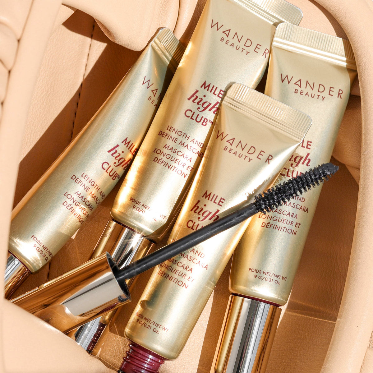 Wander Beauty ingredients label showing castor oil and peach leaf conditioning