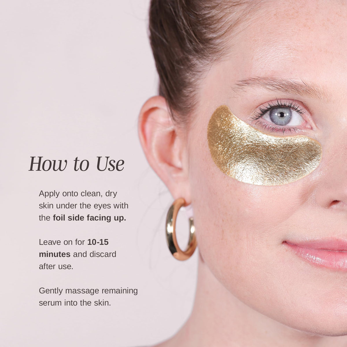 Wander Beauty patch applied under eye demonstrating comfortable fit and instant hydrating effect