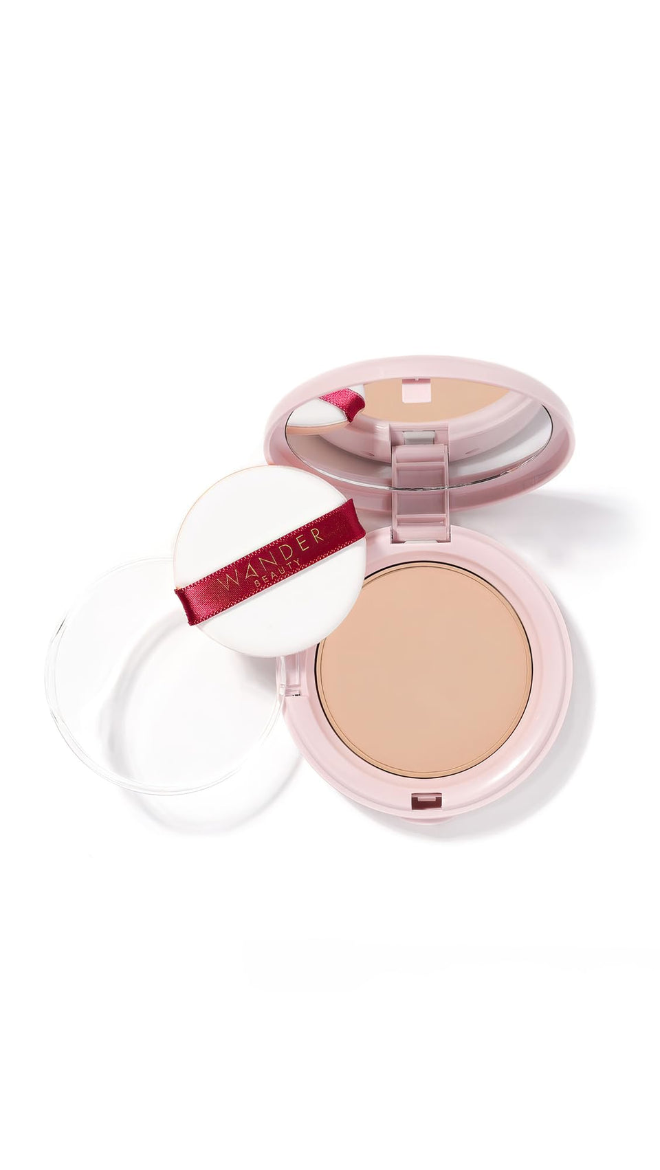 Wander Beauty compact front view showing product packaging and shade