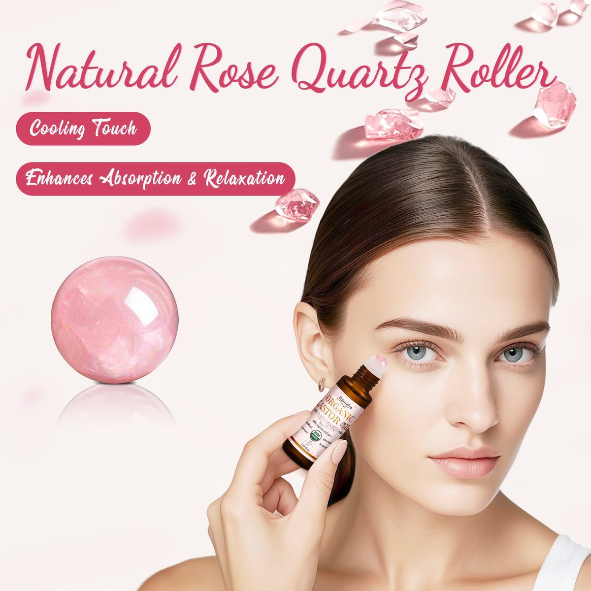 Warmify rose quartz close-up stone cooling texture for soothing application