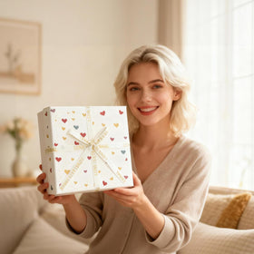 Warmify gift box lifestyle shot conveying premium presentation and ready-to-give wellness gift