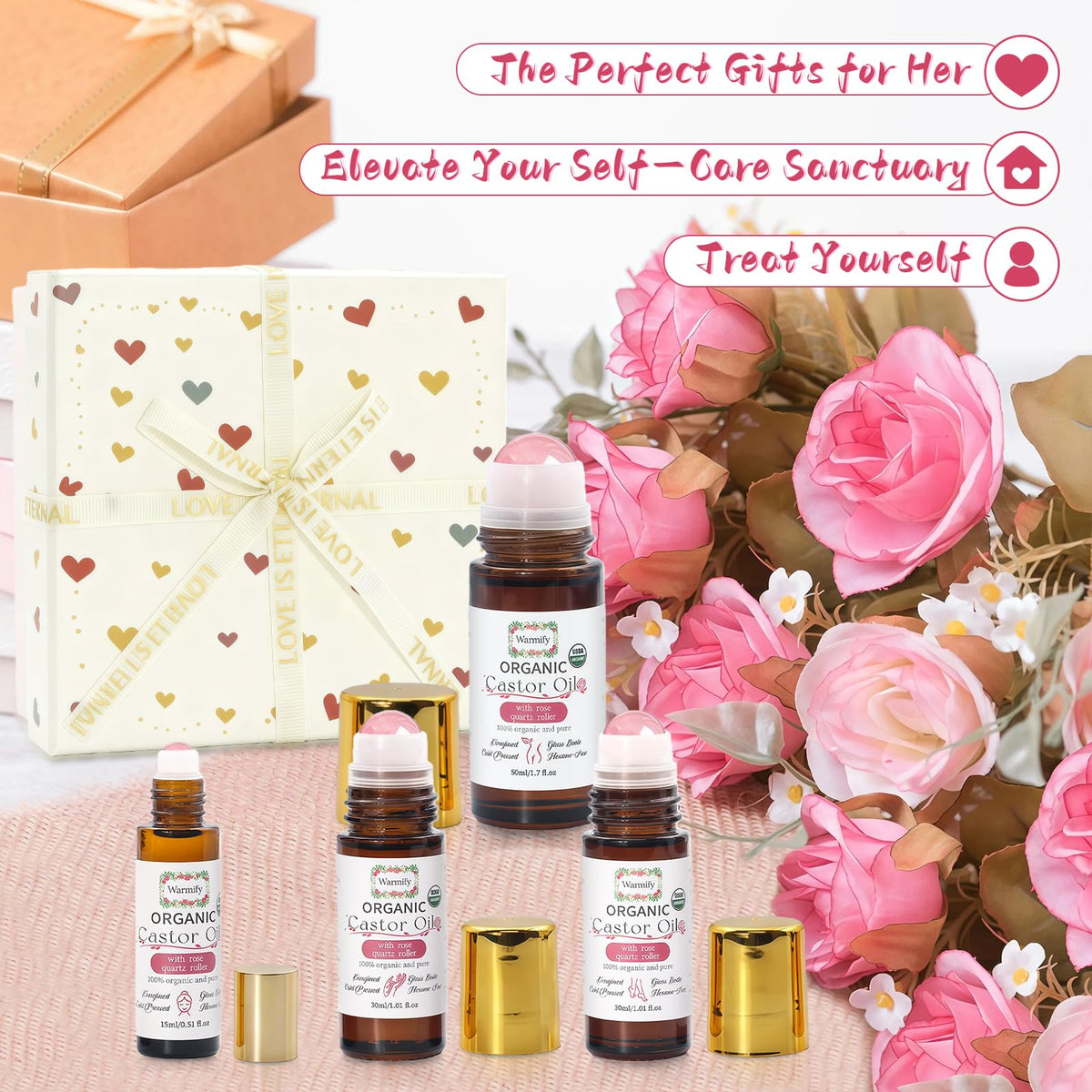 Warmify hands and feet bottles displayed together to show targeted care and efficient moisturizing