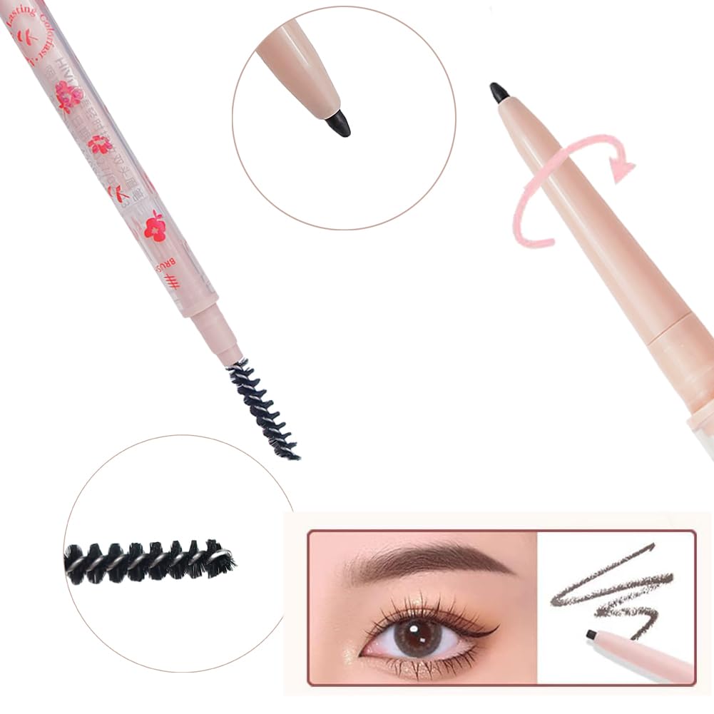 Wasaiggon eyebrow pencil with spoolie demonstrating shaping and blending for natural brows