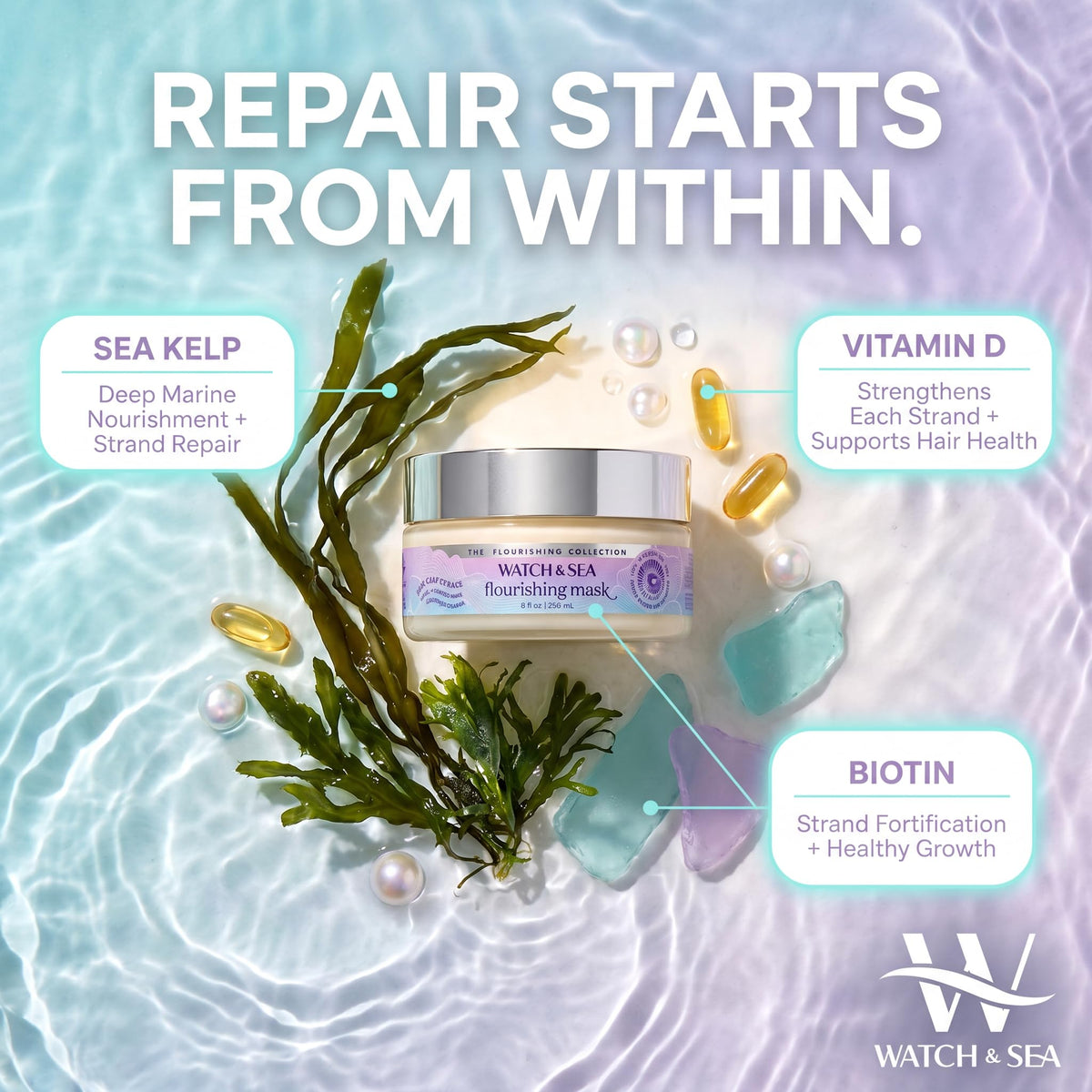 WATCH & SEA open jar close-up showing creamy texture for deep absorption benefit