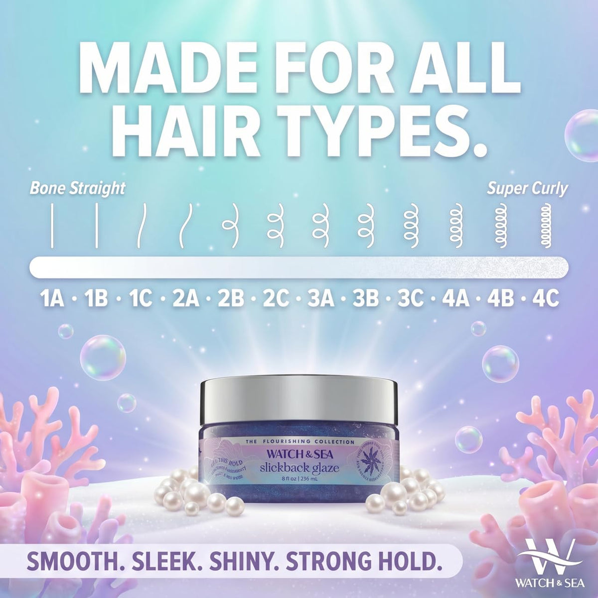 Watch & Sea Beauty used to slick back hair for a polished, shiny finish