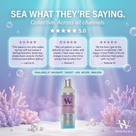 WATCH & SEA BEAUTY before and after ends smoothing visible reduction of frizz benefit