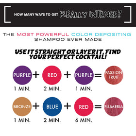 Watercolors red swatch on blonde hair showing vivid deposit and color intensity