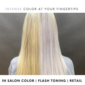 Watercolors silver being applied to wet hair for tone refresh