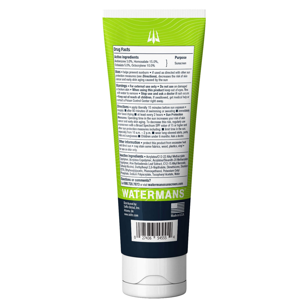 WATERMAN'S tube with eco-inspired background suggesting reef-friendly formula