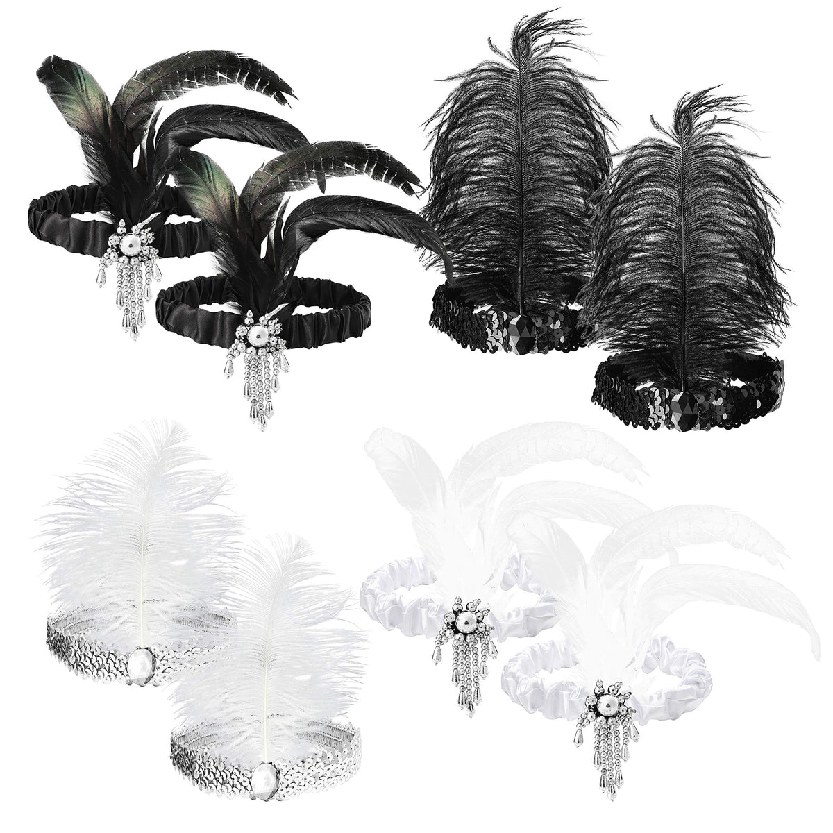 WATINC front view of eight-piece headband set shows variety and appeal