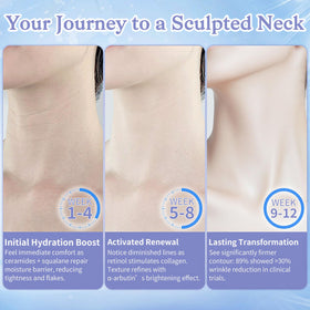 Watofun being applied upward on neck for firmer, smoother-looking skin