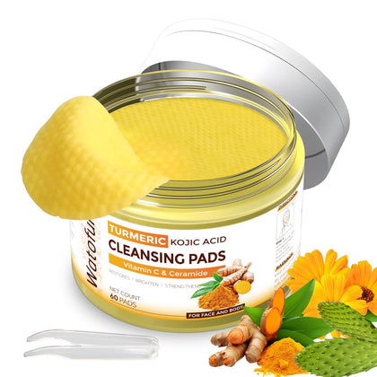 Watofun jar front view showing turmeric kojic acid pads and easy access benefit