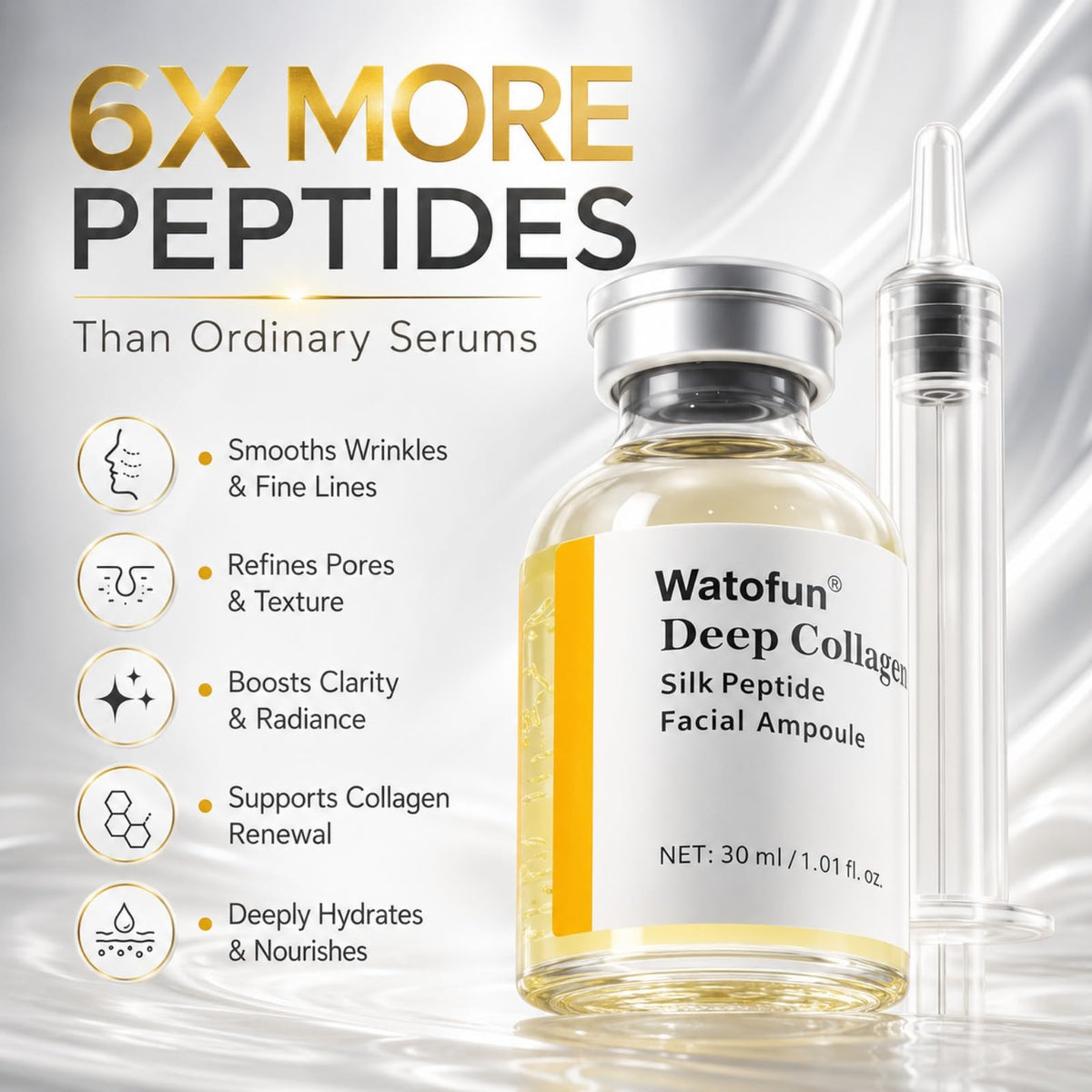 Watofun ingredient label with peptides and collagen called out for firmness