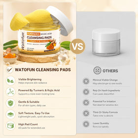 Watofun pad soaking solution detail displaying infused kojic and turmeric benefits