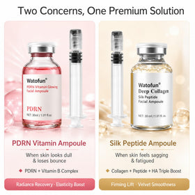 Watofun serum layered under moisturizer in lifestyle setting, benefit lasting glow