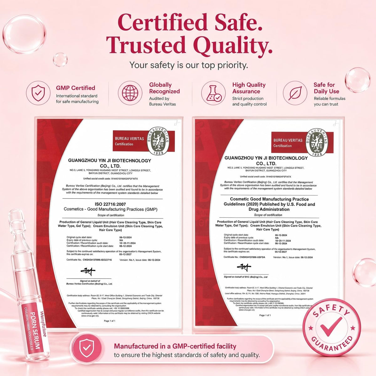 Watofun single ampoule close-up highlighting sealed vial and freshness preservation