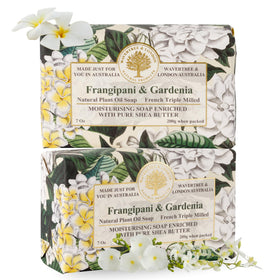 Wavertree & London front packaging showing two floral soap bars and gift presentation benefit