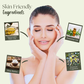 Wavertree & London ingredient label close-up listing shea butter and plant oils benefit