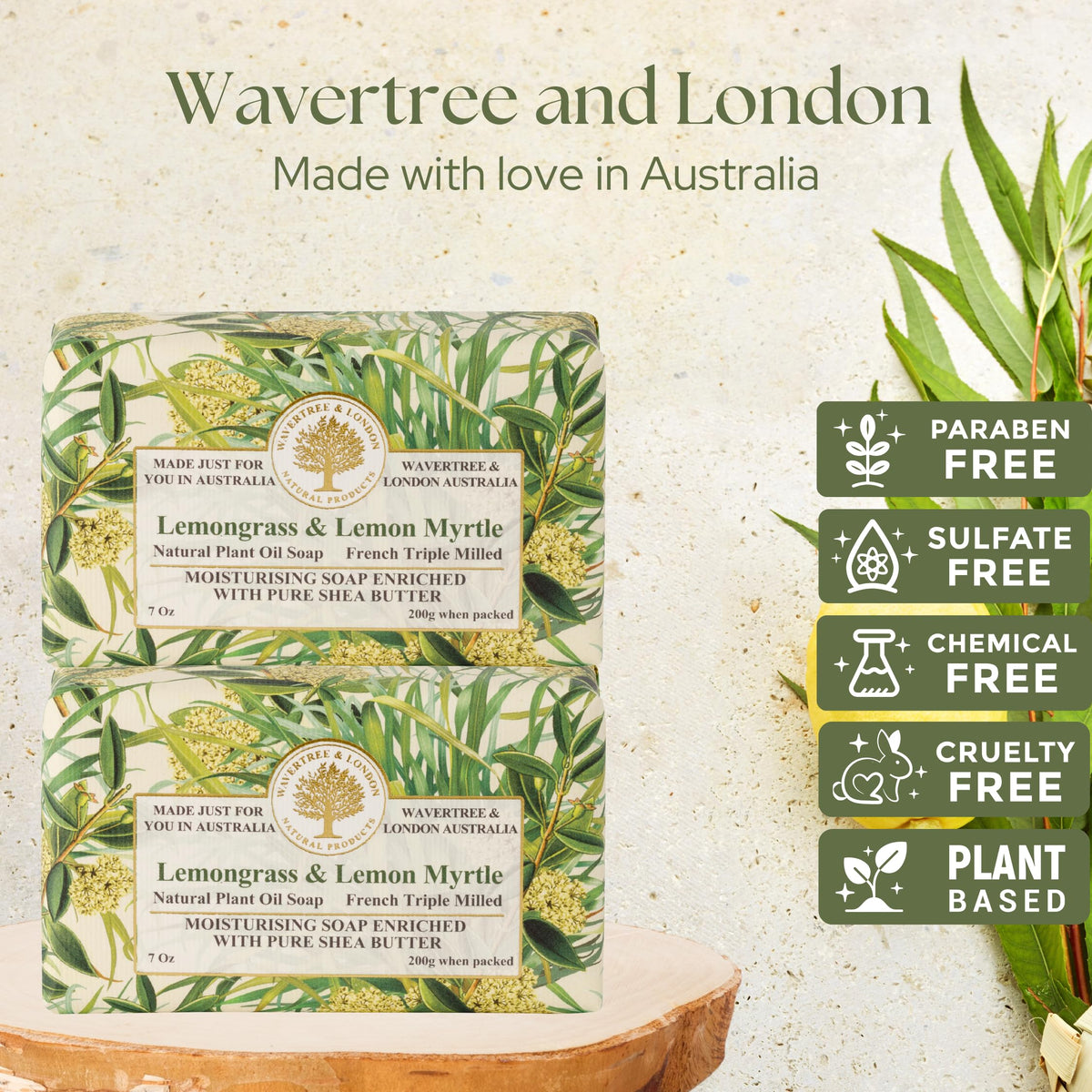 Wavertree & London close-up of bar texture revealing smooth triple-milled finish for longevity