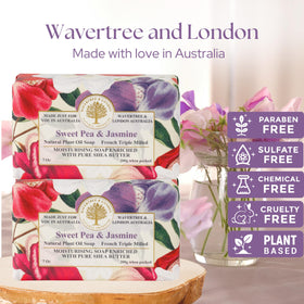 Wavertree & London close-up of embossed soap surface, highlights premium texture and longevity