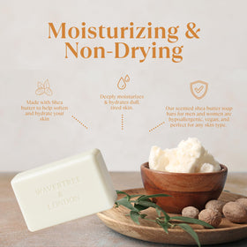 Wavertree & London creamy lather in hand, demonstrates gentle moisturizing foam