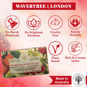 Wavertree & London embossed soap bar close-up highlighting quality and long-lasting bar