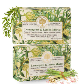 Wavertree & London front packaging showing two wrapped soap bars and elegant embossing