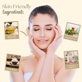 Wavertree & London ingredients display with shea butter and glycerin suggesting nourishing benefits