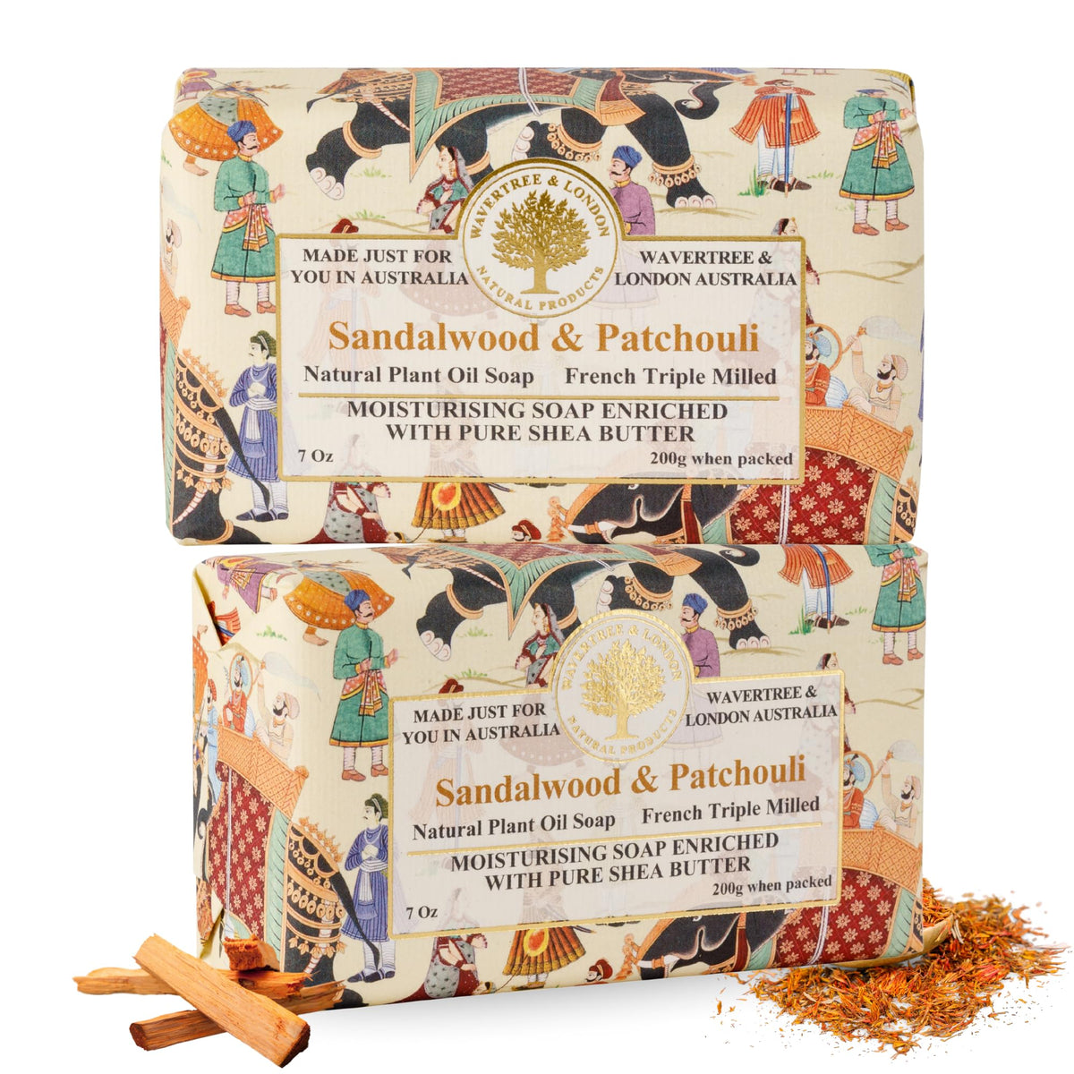 Wavertree & London front packaging showing two bars and scent label, elegant gift presentation