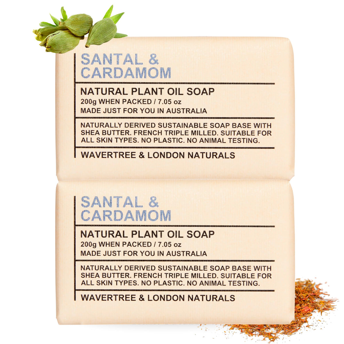 Wavertree & London front packaging showing two bars and scent name for easy identification
