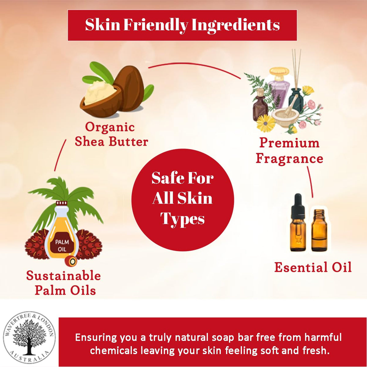 Wavertree & London ingredients flatlay with shea butter and plant oils highlighting nourishing formula