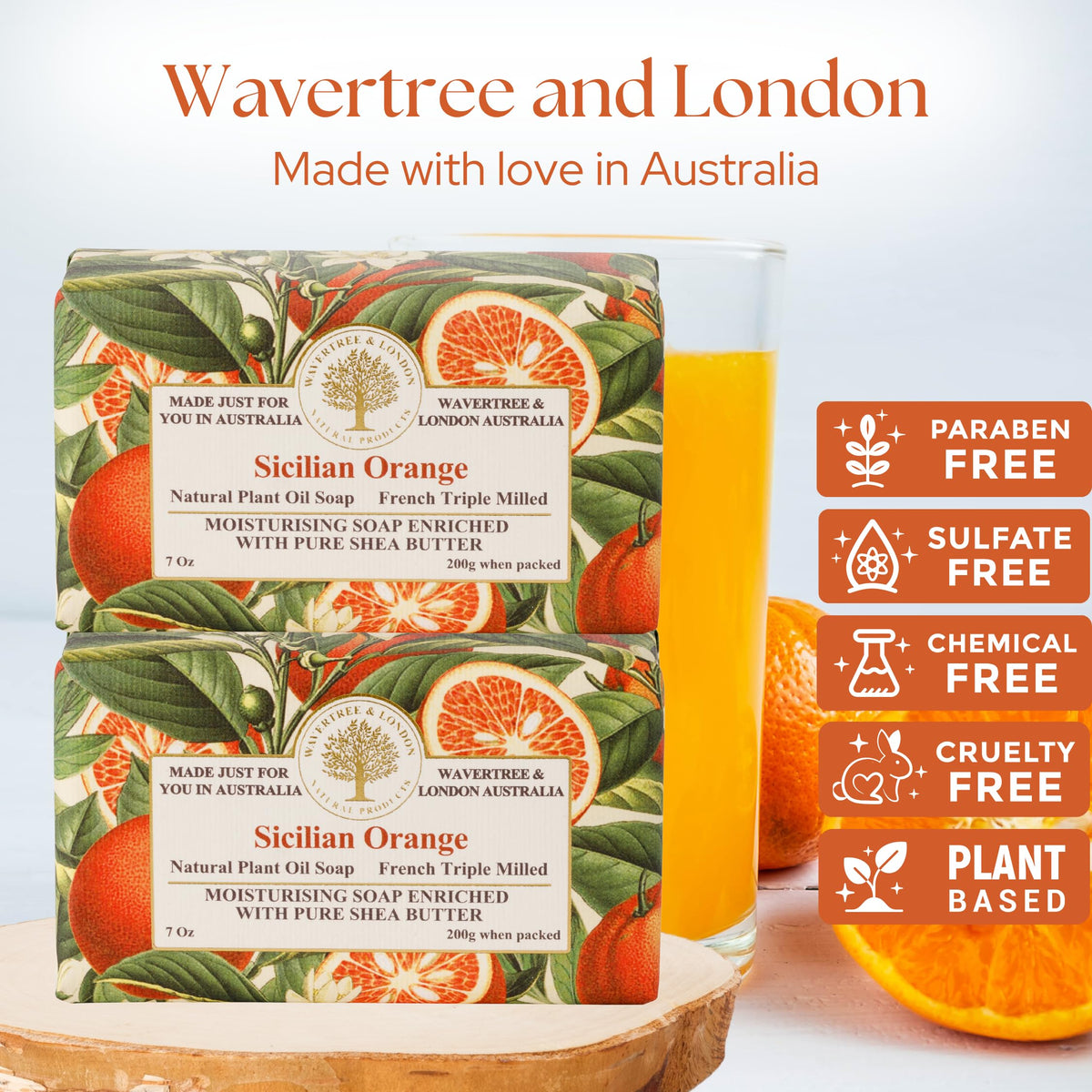 Wavertree & London embossed soap bar detail highlighting premium finish and texture
